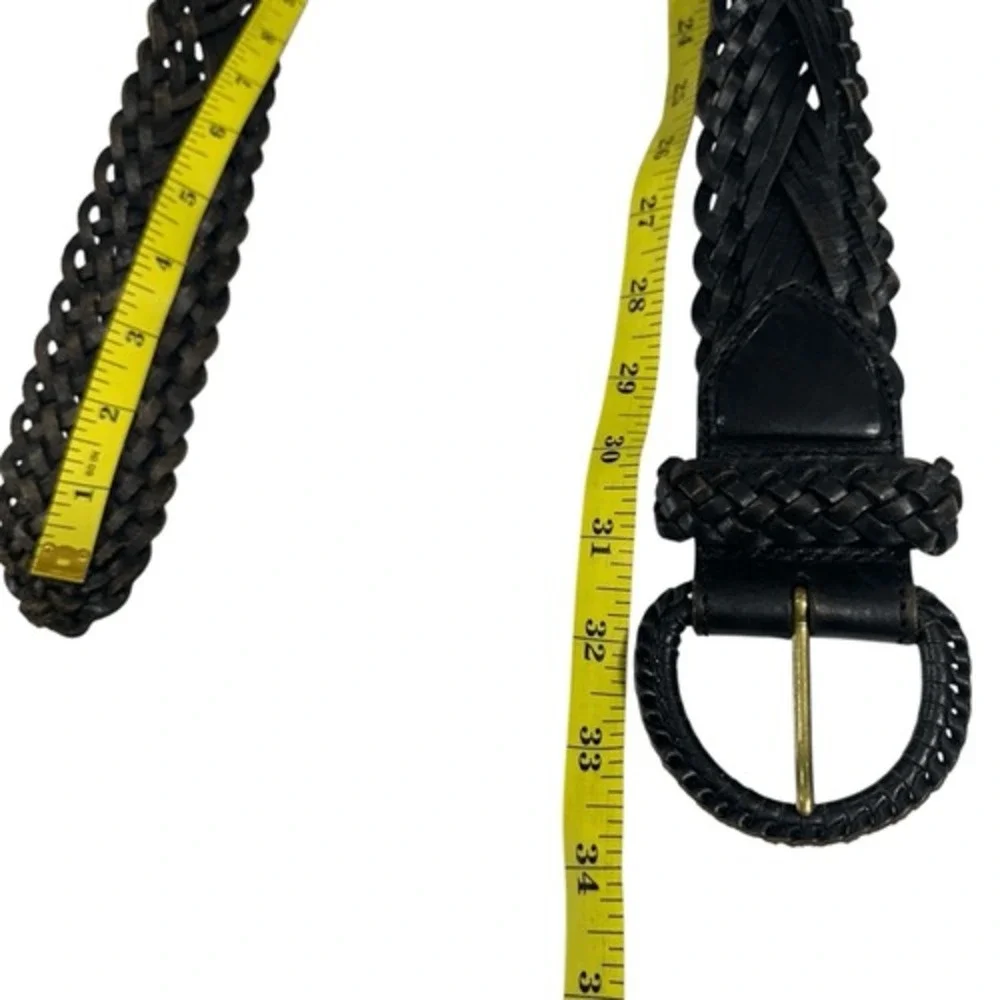 One World Brown Woven Leather Bohemian Belt, S